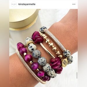 Kinsley Armelle Dark Pink/Gold Bracelet Set